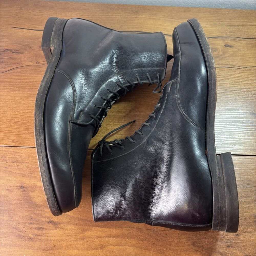 Vintage E Vogel Custom Bespoke Mens Black Leather Ankle Boots Sz 10 10.5 D USA - Picture 8 of 14